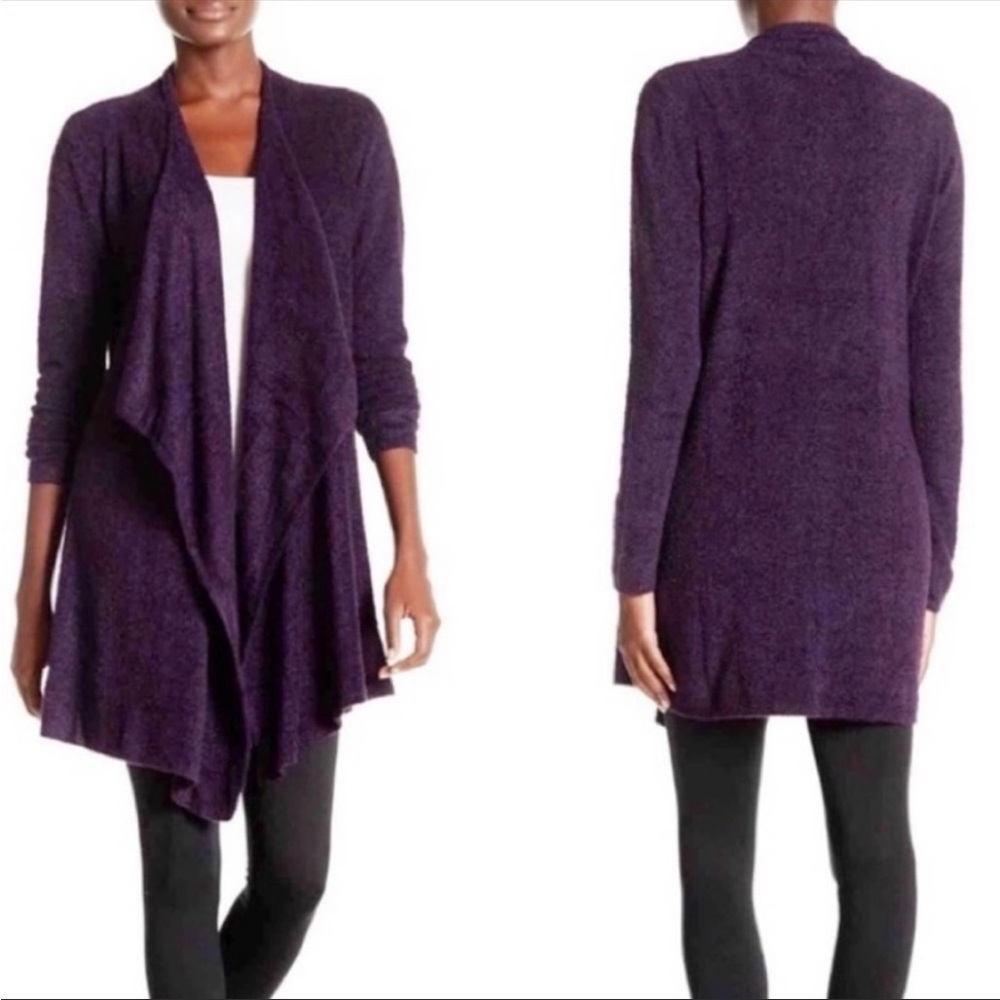Barefoot Dreams Chic Lite Purple Waterfall Open Front Sweater Cardigan S / M